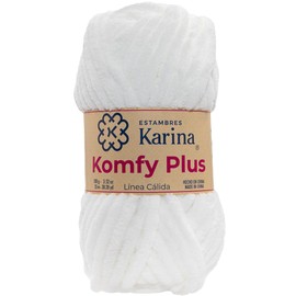 KOMFY PLUS TIPO CHENILLE CON 5PZAS DE 100GRS C/U MISMO COLOR, ESTAMBRES KARINA. (01 Blanco)