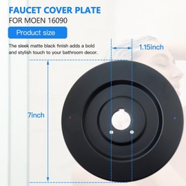 GRABOTE 1-6090 Replacement Stainless Steel Escutcheon for Moen 16090 Chateau Collection Tub and Shower Faucet Sets (Matte Black)