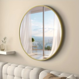 Classic Modern Chic 16 Inch Golden Mirror - Tarnish-Proof Round Wall Mirror,  Living Room & Entryway DecorSize: 16 in, Color: Golden