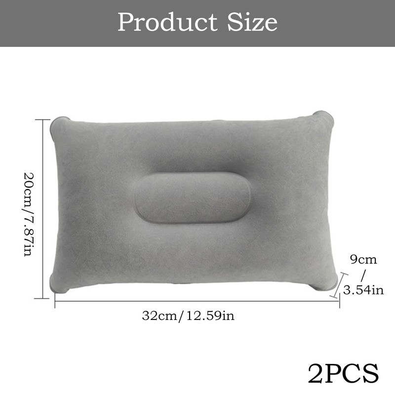ZEACCT Pack of 2 Inflatable Pillows, Grey Inflatable Pillow, Height