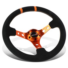 NRG Innovations RST-016R-NB Race Style 350mm Suede Sport Steering Wheel (3" Deep) New Blue with New Blue Double Center Marking