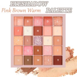 Pink Eyeshadow Palette, Rose Pink Nude Eye Shadow Pallets for Women, Waterproof Shimmer Matte Eye Shadow Make Up Pallet With 25 Highly Pigmented Colours Eyeshadow Make Up Palettes