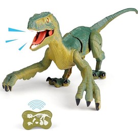 Remote Control Dinosaur Toys for Kids - Build a Big Walking Velociraptor Dino with Light and Sound, Birthday Gift Ideas for Boys and Girls 3-5 5-7 8-12 Year Old