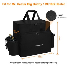 Yorkenbe Big Heater Carry Bag Compatible with Mr. Heater Big Buddy Heater, Water Resistant Buddy Propane Heater Carrying Case, with Multiple Pockets and Anti-Slip Bottom