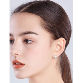 Michooyel Opal Stud Earrings, Sterling Silver, Heart-shaped, Cubic Zirconia, October Birthstone, Jewelry, Christmas, Birthday, School Entrance Ceremony, Graduation Ceremonies, Recitals, Elegant, Adult, Hypoallergenic, Women's, Gift, Silver, Opal