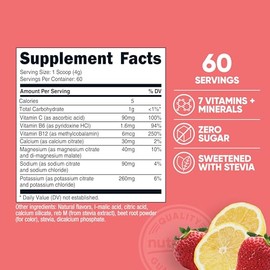 Nutricost Electrolytes Complex Powder - Sugar-Free Advanced Hydration Blend with 7 Essential Vitamins & Minerals - Stevia Sweetened Sports Drink Mix for Workout, Fasting & Recovery (Strawberry Lemonade, 60 Servings)