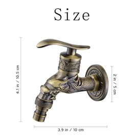 Garden Tap, Washing Machine Tap, Antique Wall with Dragon Pattern, 1/2 Inch, Antique Brass, Rust and Frost-Proof, for Bathroom and Kitchen