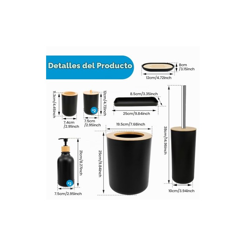 Juego de Accesorios de Baño de 8 Piezas Estilo Moderno