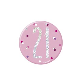 21st Birthday Pink Badge Age 21 Light Pink Party Pin Button Decor UP