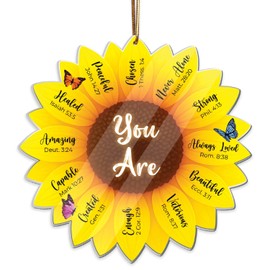 You are Sunflower Scripture Ornament, Christian Gifts for Women, God Says You are Christian Christmas Ornament 2026, Religious Christmas Ornaments, Sunflower Gifts for Women