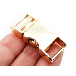 CRAFTMEMORE 1/2 inch Metal Curved Side Release Buckle Clip Lock for Belt Paracord Bracelet Pet Collar Pack of 5 (Gold)