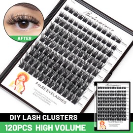 Bodermincer Lash Clusters D Curl Black/Brown/Colored Lashes 10-12-14/12-14-16/16-18-20mm Mixed Lash Clusters Kit For Beginner (B01-Black-14mm)