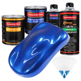 Restoration Shop - Daytona Blue Pearl Urethane Basecoat with Clearcoat Auto Paint - Complete Medium Quart Paint Kit - Professional High Gloss Automotive, Car, Truck Refinish Coating
