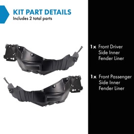 TRQ TRQ Front Inner Fender Liner Set Compatible with 2016 Scion iM 2017-2018 Toyota Corolla iM TO1248216 TO1249216