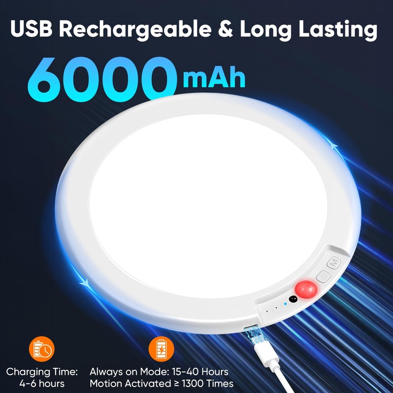 Rechargeable Motion Sensor Ceiling Light with Remote, Battery Operated Closet