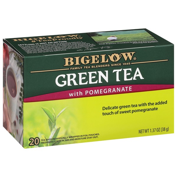 Bigelow Tea Green Tea with Pomegranate, Caffeinated, 20 Count (Pack of 6), 120 Total Tea Bags
