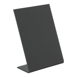 Securit Vertikale Tischkreidetafeln in L-Form, 5er Set DIN A7 Format, mit matter Vorder- und glänzender Rückseite, stapelbar, robust, aus Acryl, schwarz