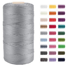 CAMAL Polypropylene Yarn 1.5 mm x 200 m Crochet Yarn for Bags Macrame Yarn for Handbag Crochet Polypropylene Yarn for Crafts Home Decorations, Place Plates, Shoulder Bag (Light Grey)