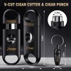 Tesonway Cigar Ashtray with Cigar Cutter Set, Cigar Cutter Guillotine,