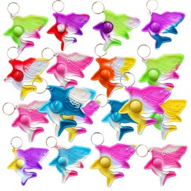 30 Packs Bulk Shark Backpack Mini pop Fidget Keychain ，Summer Birthday Party Favors,Students Bubble Prize for boy and Little Girl,Kids