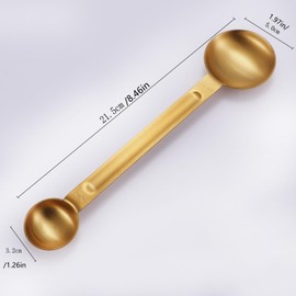 Double Sided Measuring Spoon, Teaspoon Measuring Spoon Long Handled Tablespoon Coffee Measuring Spoon for Loose Leaf Tea Espresso Beans, Gold