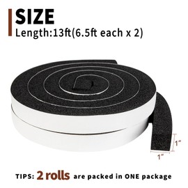 Yotache Air Conditioner Window Seal Kit - 1"x1" High Resilience Weather Stripping Foam Tape for AC Windows & Door Insulation, Noise Reducing, Air Leak Proof, 13Ft Long (6.5Ft x 2 Rolls, Black)