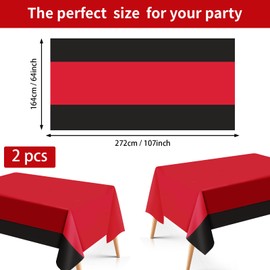 98Pcs Red and Black Party Decorations Red and Black Party Plates Napkins Tablecloths DisposableBlack & Red Paper Tableware Set for Birthday Wedding Fiesta Party Supplies, Serves 24