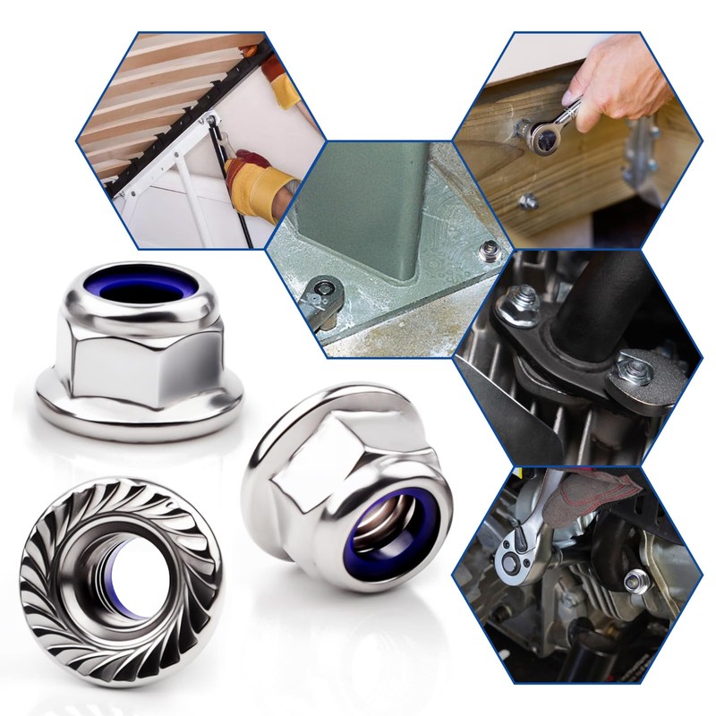 Mbsomnus M8 nut, 30 pieces flange nuts, M8 DIN 6926,