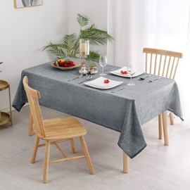 Hiasan Faux Linen Rectangle Tablecloth - Wrinkle Free, Washable Rust-Proof Rectangle Table Cloth for Kitchen Dining Room Holiday Table Cover for Party Dinner, Farmhouse, Grey, 54 X 80 Inch