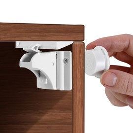 Child Safety Cupboard, Magnetic Cabinet Lock, Invisible Child Safety Cabinet (White, 12 Locks + 3 Keys)