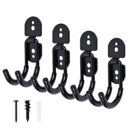 Heevir Garage Storage Hooks, 4 Pack 2.8 Inch Heavy Duty Wall Mount J Hook, Garden丨Garage丨Home Utility Hooks for Hanging, Small Steel U Hanger for Tool, Hose, Etc.