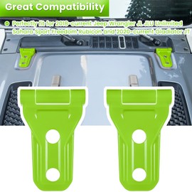Front Engine Hood Hinge Cover Trim Exterior Accessories Decoration for 2018-2024 Jeep Wrangler JL JLU Unlimited Sports Freedom Sahara Rubicon Gladiator JT 2-Door & 4-Door (Green 2PCS)