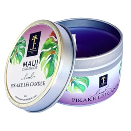 Island Essence Maui Organics Travel Candle, 4oz, Tropical Scents (Local Pikake Lei)