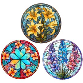 WBQMUNY 3 Styles Flower Window Stickers,10""Tulip Grass Window Decals Glass Window Doors Window Stickers Gifts for Mom, BQ0164A