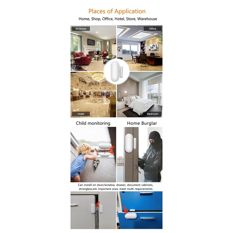 YUEKU WiFi Door Sensors Alarms Contact Wireless Door Window Magnet