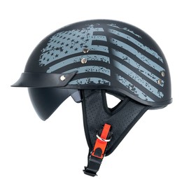 Myamis MH03 Motorcycle Helmet Fiberglass Dot Half Helmets for Women Men with Face Shield Half Face Helmet Sturdy Open Face Helmet (XXL, Liberty)