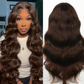 Kesenmu Chocolate Brown Lace Front Wig,13x6 HD Brown Body Wave Lace Frontal Wigs Human Hair Pre Plucked with baby hair, 210% Density Colored brown wig human hair for Women 24 inch