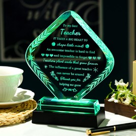 Teacher Appreciation Gifts - Teacher Gifts for Women Men Plaques with Light Base - Thank You Teacher Gifts for Teachers Day Christmas Thanksgiving