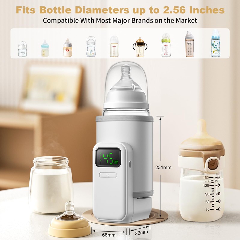 Portable Bottle Warmer - Travel-Easy,Fast Warming,6-Speed Temperature Control,Comfortsble Baby Feeding