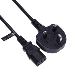 3 Pin Mains Power Lead 3 Prong Plug Cord Kettle Cable Compatible with LG 42LF66 42LF2500 42LF2500-ZA.BEKJLJG 37LG3000 37LG3000-ZA 42LG7000 19LE3300 42CS460 42PX5D 50PT353K (C13 to UK) 1m