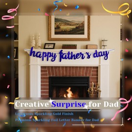 Oeyliz Happy Fathers Day Banner Father Day Decorations Fathers Day Garland Sign DIY Glitter Dad Day Party Banner Party Decorations Backdrop Dad Day Outdoor Indoor Home Blue