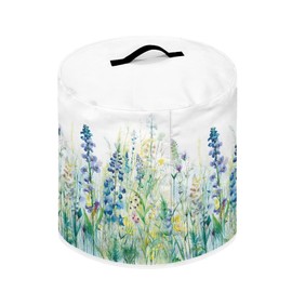 NETILGEN Insulated Pressure Cooker Appliance Cover, Also Fit for Rice Cooker, Air Fryer and Crock Pot, 3 Qt Dust Cover with Pocket for Spoon/Cooking Utensils/Recipes, Blue Green Floral