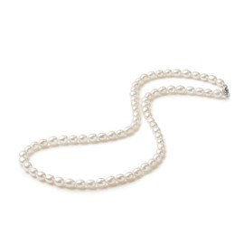 Impalsory Pearl Necklaces for Women, White Real Freshwater Cultured Pearl Choker Necklace, 18 inch Pearl Strand Necklace 5-6mm AAAA Quality