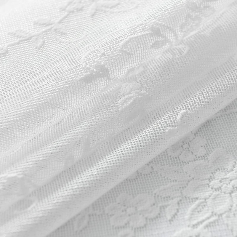 Kotile White Lace Cafe Curtains 45 Inch Length for Kitchen