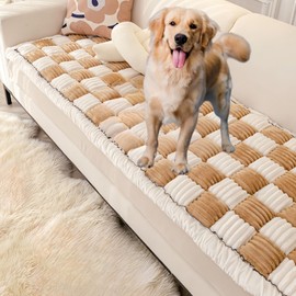 Generic Washable Pet Bed Couch Cover，Funny Cat Mat Sofa Cover，Anti-Slip Dog Bed Sofa Cover，Pet Friendly Sofa Cover for Large Dogs (Light Coffee, 70x150 cm/28 * 59in)