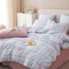 Bildenly Blue Plaid Twin Comforter Set - Pink Bow Quilt