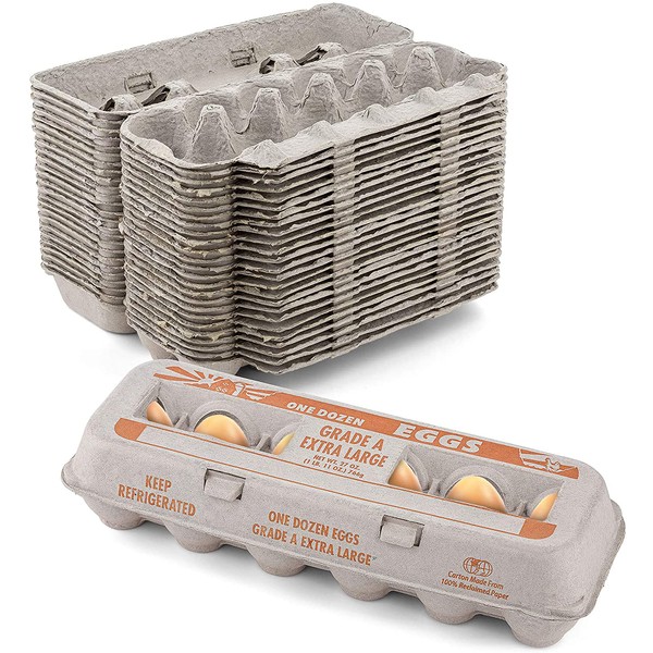 Printed Natural Pulp Egg Cartons Holds Up to Twelve Eggs - 1 Dozen Extra Large - Strong Sturdy Material Perfect For Storing Extra Eggs - by MT Products (25 Cartons) - Made in The USA