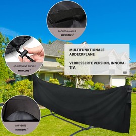 Waterproof Hammock Cover, 420D Oxford Full Tarpaulin, Suitable for Outdoor Hammock and Double Hammock with Frame, Waterproof, Windproof, Cold-Resistant (260 x 17 x 85 cm)