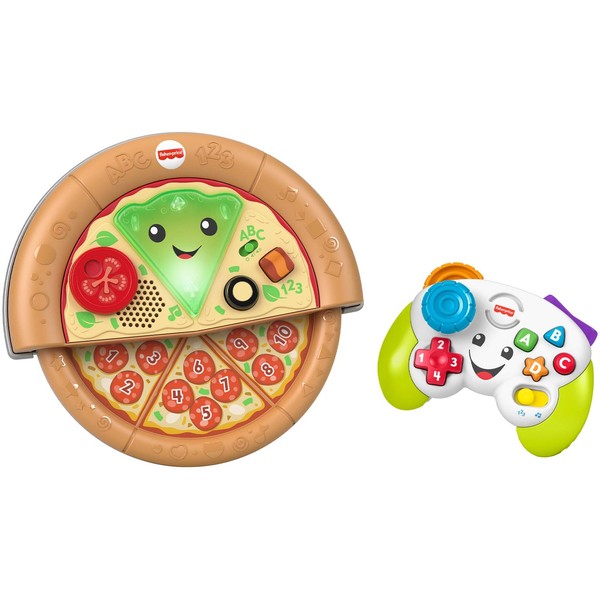 Fisher-Price Laugh & Learn Baby Toys Game and Pizza Party Gift Set with Pretend Video Game Controller and Pizza Electronic Learning Toy