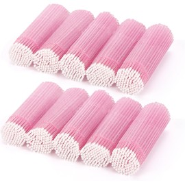 Tbestmax 1000 microcepillos aplicadores, microhisopos, varitas desechables para rímel de pestañas, extensiones de pestañas - Rosa cristal